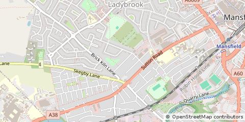 Map of Mansfield, Nottinghamshire