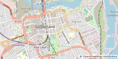 Map of Sunderland, Tyne and Wear