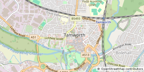 Map of Tamworth, Staffordshire