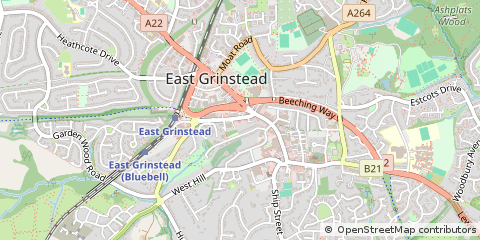 Map of East Grinstead, West Sussex