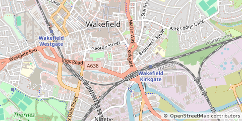 Map of Wakefield, West Yorkshire