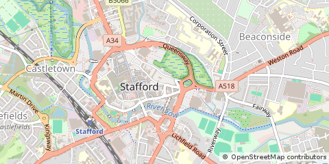 Map of Stafford, Staffordshire
