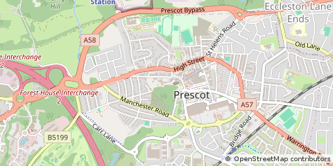 Map of Prescot, Knowsley