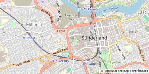 Map of Sunderland, Tyne and Wear