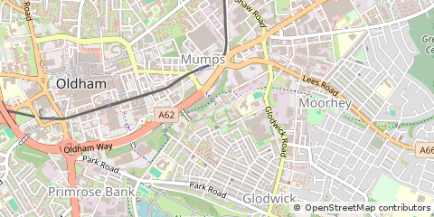 Map of Oldham, Lancashire