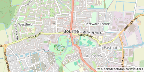 Map of Bourne, Lincolnshire