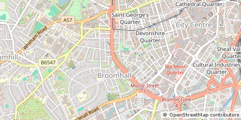 Map of Sheffield, South Yorkshire