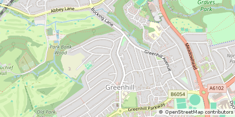 Map of Greenhill, Sheffield