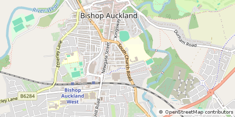 Map of Bishop Auckland, Durham