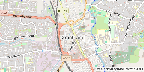 Map of Grantham, Lincolnshire