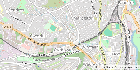 Map of Swansea, West Glamorgan