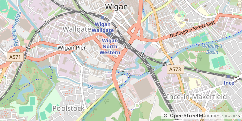 Map of Wigan, Lancashire