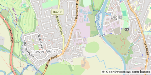 Map of Worcester, Worcestershire
