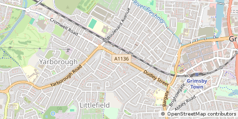 Map of Grimsby, N E Lincolnshire