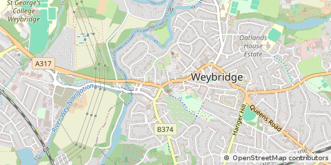 Map of Weybridge, Surrey