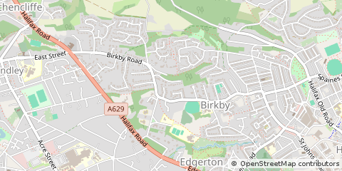 Map of Huddersfield, West Yorkshire