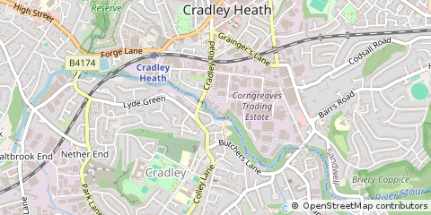 Map of Cradley Heath, West Midlands