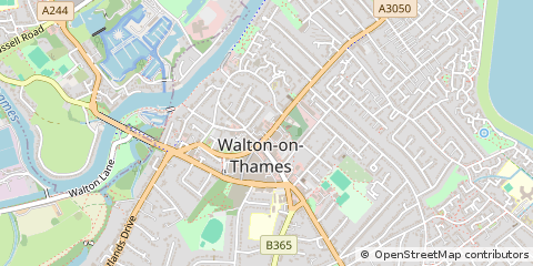 Map of Walton-on-Thames, Surrey