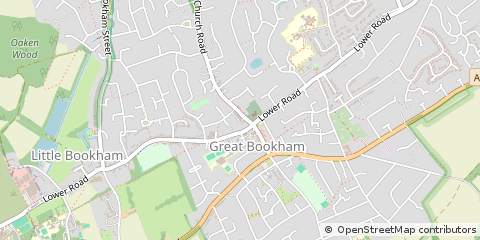 Map of Great Bookham, Surrey