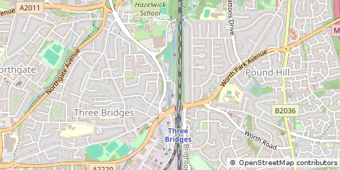 Map of Crawley, West Sussex