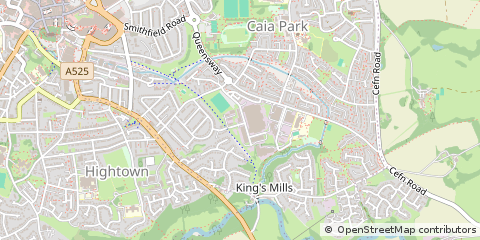 Map of Wrexham, Clwyd