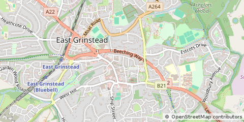 Map of East Grinstead, West Sussex