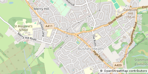 Map of Bushey, Hertfordshire