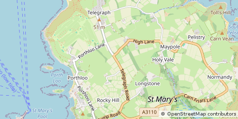 Map of Isles of Scilly, Cornwall