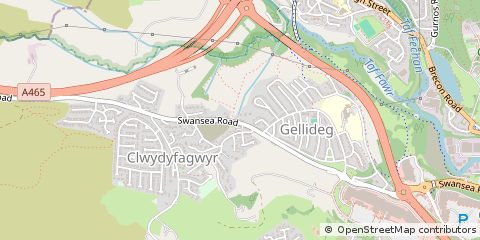 Map of Merthyr Tydfil, MID Glamorgan