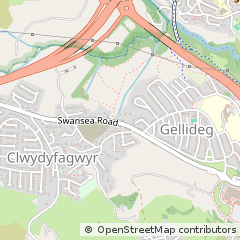 Map of Merthyr Tydfil, MID Glamorgan