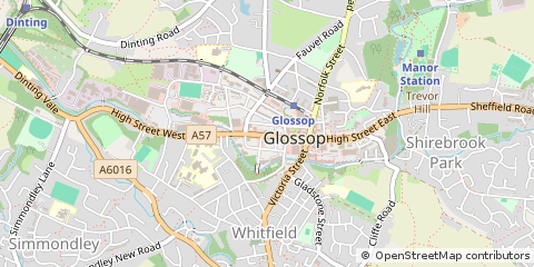 Map of Glossop, Derbyshire