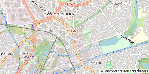 Map of Wednesbury, West Midlands