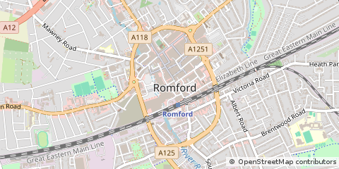 Map of Romford, Essex
