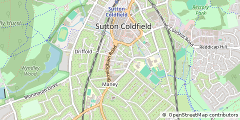 Map of Sutton Coldfield, West Midlands