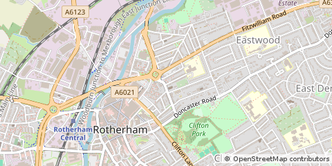 Map of Rotherham, South Yorkshire