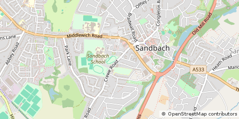 Map of Sandbach, Cheshire