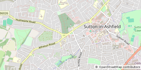 Map of Sutton-in-Ashfield, Nottinghamshire