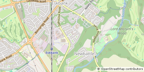 Map of Dalkeith, Midlothian