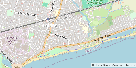 Map of Lancing, West Sussex