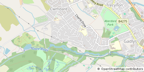 Map of Aberdare, Rhondda Cynon Taff