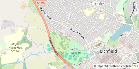Map of Lichfield, Staffordshire