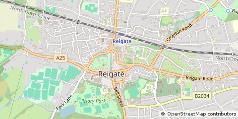 Map of Reigate, Surrey
