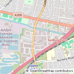 Map of Sunbury on Thames, Surrey