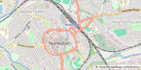 Map of Nuneaton, Warwickshire