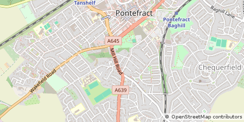 Map of Pontefract, West Yorkshire