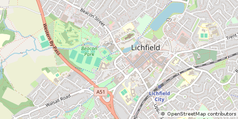 Map of Lichfield, Staffordshire