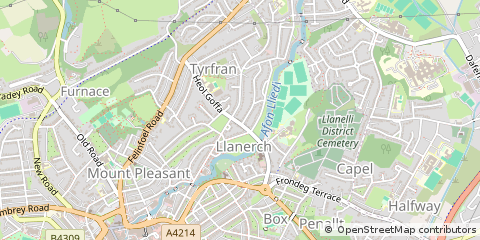Map of Llanelli, Carmarthenshire