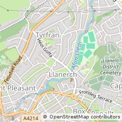 Map of Llanelli, Carmarthenshire
