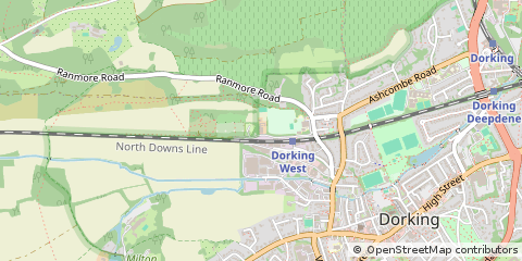 Map of Dorking, Surrey