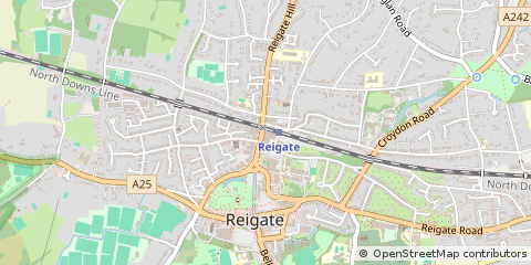 Map of Reigate, Surrey